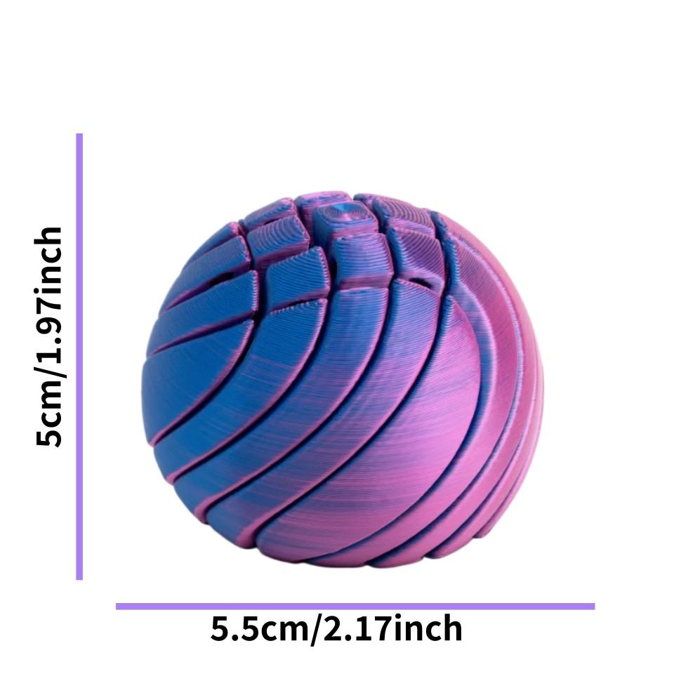3D Printed Anxiety Relief Fidget Toys, Round Gear Twisting Ball, Liquid Flow Sensory Toy, Cool Desktop Ornament for Home & Office, Gradient Green/Orange/Purple, Ideal Holiday Gift for Adults Teens for Birthday Christmas Thanksgiving Halloween