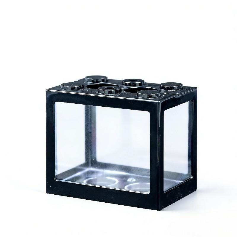 1/2 Pieces,Stackable Mini Betta Fish Tank, Desktop Small Transparent Aquarium, Creative Home Office Decor