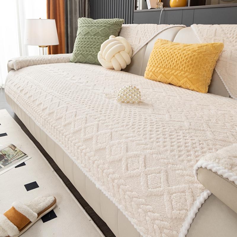 Solid Color Sofa Cover, Sofa Couch Covers, Non-Slip Sofa Slipcover, Soft & Comfortable Sofa Towel, Perfect for Living Room Protection, Soft Sofa Protector