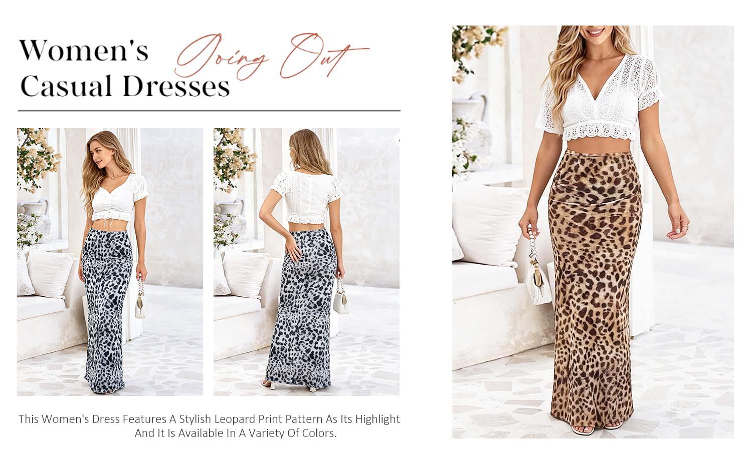 Women's High Waisted Leopard Print Mesh Skirt, Split Design, Slim-Fitting, Long Hem, Versatile Fashion for International Women's Day