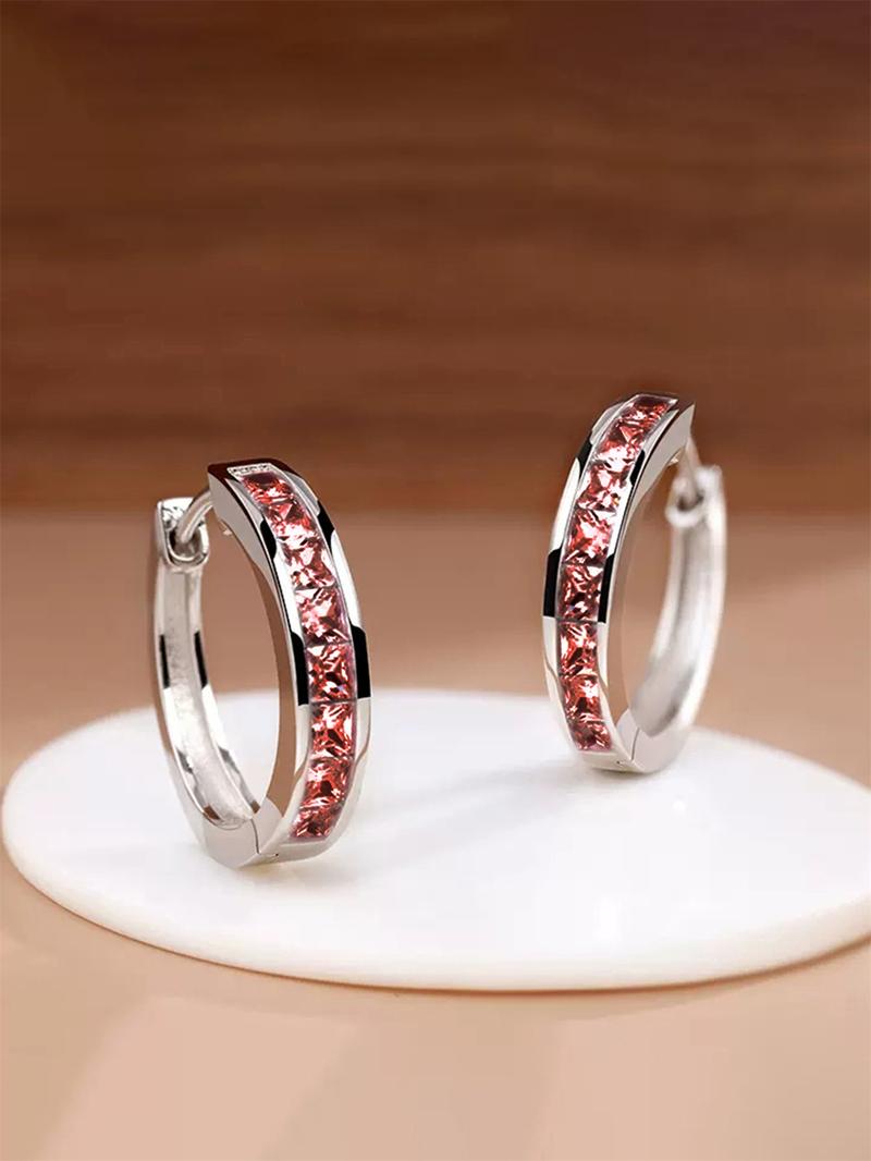 Summer 2024 Women's Elegant Rhinestone Decor Hoop Earrings, Fashionable Party Accessories for Anniversary, Engagement, Bridal Party, Wedding, Valentine's Day Gift