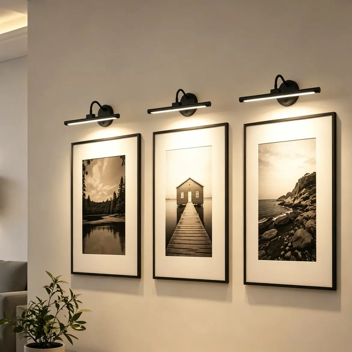 3-Piece 13-Inch Wall-Mounted Picture Light, Wireless Remote Control, Adjustable LED Art Display Lamp, 3 Color Temperatures, Ideal for Gallery, Living Room, Bedroom, Hallway
