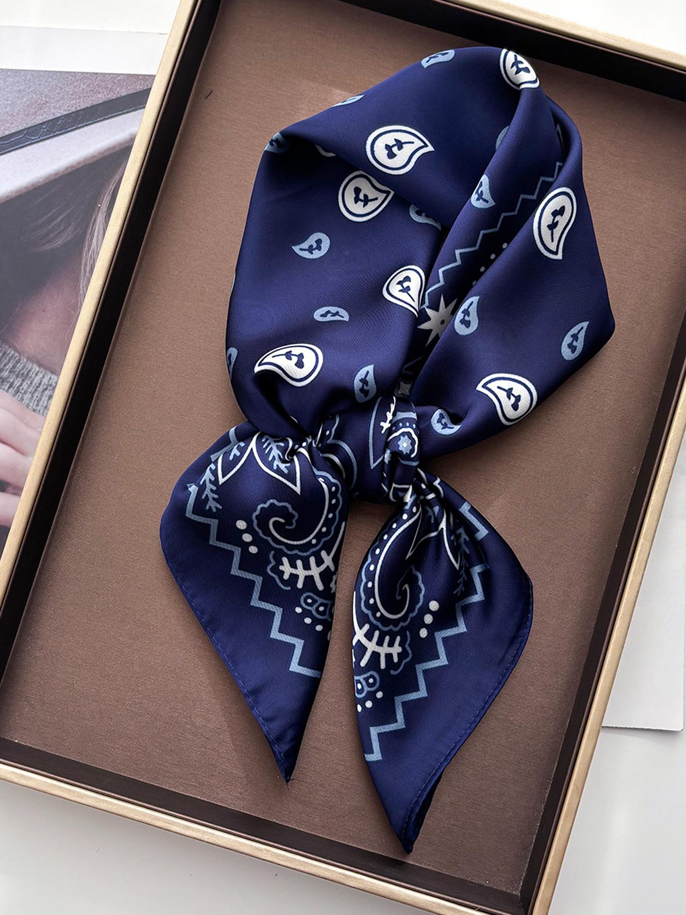Luxury Square Scarf For Women Ladies Paceley Hijab 70*70cm Elegant Neckerchief Bandanas Soft Stain Faux Silk Scarves Shawl Warps Paisley Print Scarf Fashion Shawl Wrap