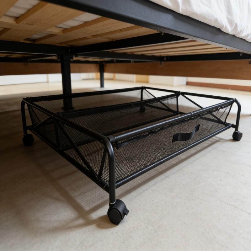 Simple shoe rack, simple shoe rack, under-bed shelf, multi-functional iron bedroom organizing and storage box, storage mesh bag with pulley shoes, room and bedroom storage, organized and tidy, clean and hygienic multi-functional storage, suitable for more