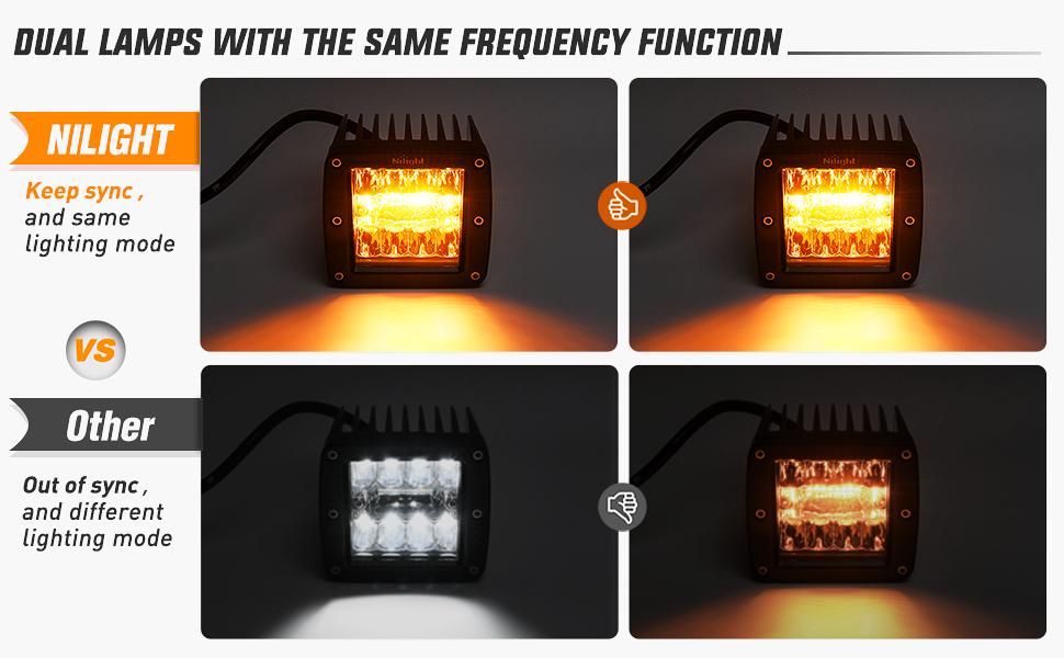 Nilight 2PCS 42W LED Pods Light 3Inch Cubes Amber White Strobe 6 Modes Memory Function Off-Road Truck Car ATV SUV Cabin Boat with 16AWG Wiring Harness Kit-2 Leads light bar Vehicle  dealsforyoudays