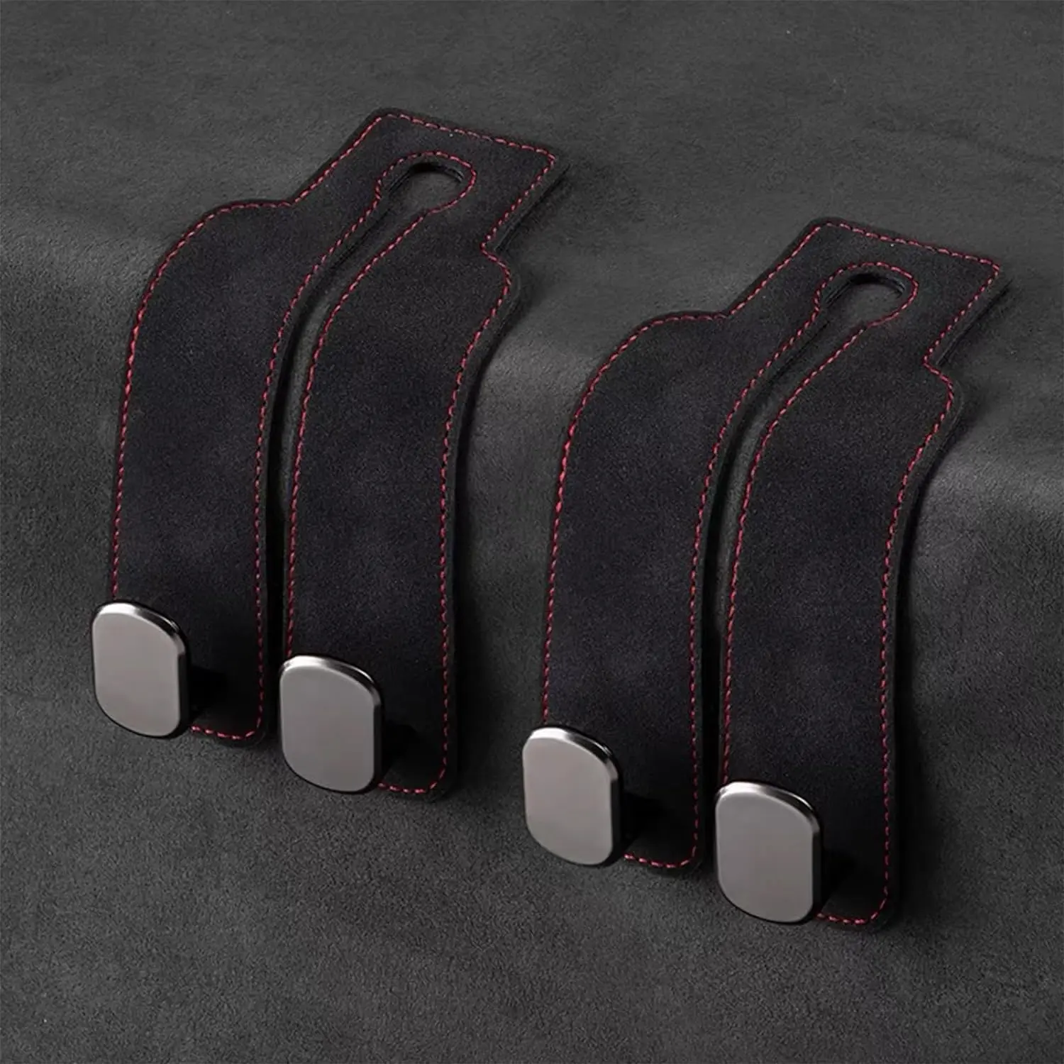 2 Pack Black Leather Car Headrest Hooks Purse Bag Storage Holders for Car Seats organizer back storage hook