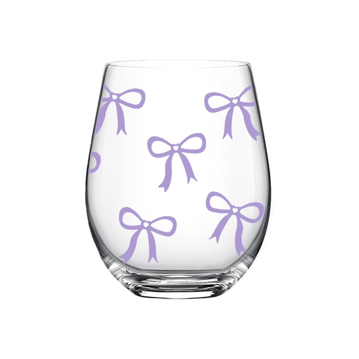 Bow Pattern Stemless Wine Glasses Set, No Stem Wine Glasses, 1/4-Pack, 18oz/540ML Transparent Wine Cups, Ideal for Restaurants & Daily Use