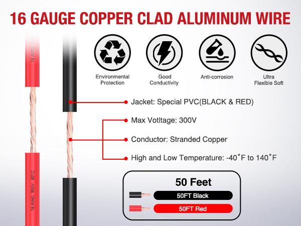 Nilight 50FT 16AWG Copper Clad Aluminum Wire 16/2 Gauge Red Black CCA Electrical Cable 2 Conductor Parallel 12V/24V DC Flexible Extension Cords for Car Audio Radio Speaker Amplifier Plastic Device Strip Wired Low Voltage dealsforyoudays 12Awg-50Ft Nilight 50FT 16AWG Copper Clad Aluminum Wire 16/2 Gauge Red Black CCA Electrical Cable 2 Conductor Parallel 12V/24V DC Flexible Extension Cords for Car Audio Radio Speaker Amplifier Plastic Device Strip Wired Low Voltage dealsforyoudays 12Awg-50Ft