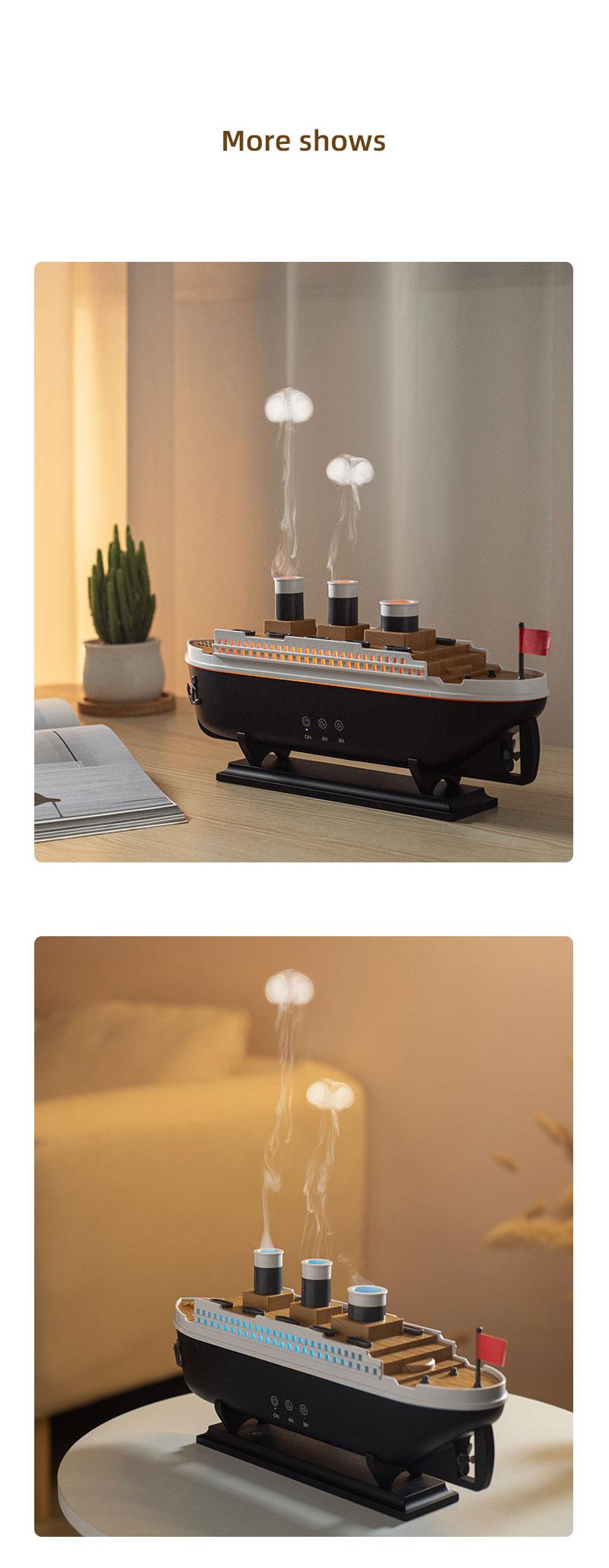 Ship aromatherapy machine  Machine - Home Desktop Essential Oil Diffuser with Volcano Spray, Quiet Operation & Humidifier Features - Jellyfish-