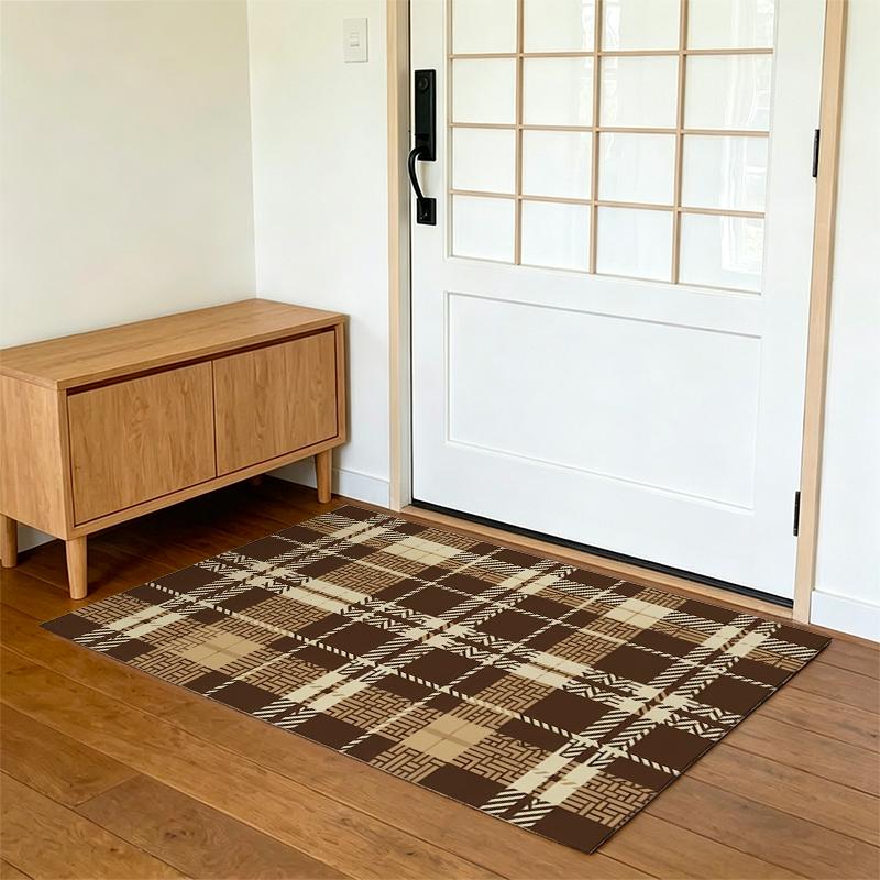 Retro Brown Plaid Non-slip Entry Doormat outdoorfun