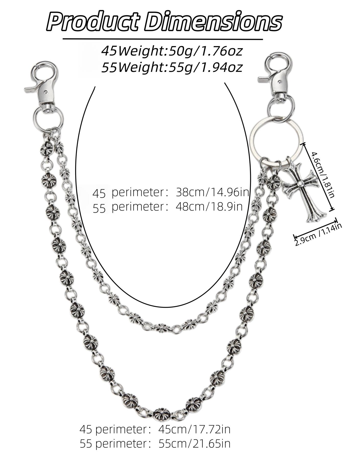 Punk Rock Metal Waist Chain, Unisex Hip Hop Jewelry Gift Pendant, Large Ring Wallet Keychain, Denim Jeans Accessory