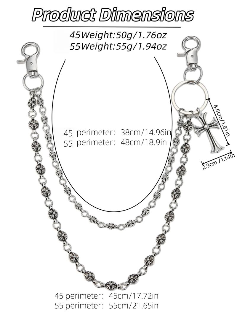Punk Rock Metal Waist Chain, Unisex Hip Hop Jewelry Gift Pendant, Large Ring Wallet Keychain, Denim Jeans Accessory