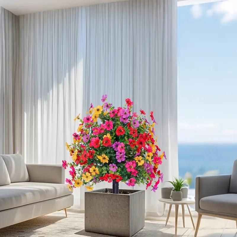 2 Bundles Artificial Violet Rose Bushes, Outdoor UV Resistant Waterproof Artificial Fake Flowers, Decorative Flowers, Garden Porch Patio Decor, Low Maintenance No Watering Needed #GLOBAL PICKS