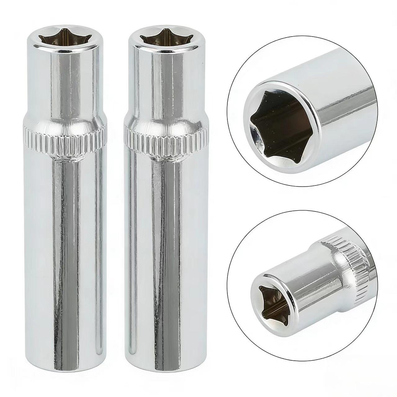 2-piece heavy-duty professional 10mm drive socket wrench set - featuring 1/4-inch drive deep sockets, suitable for impact drivers and standard drill bits, chrome-vanadium steel sockets