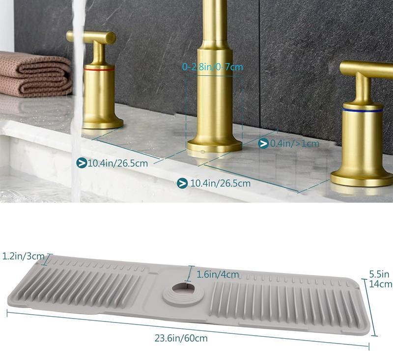 Silicone Faucet Splash Mat, Foldable Design Sink Sponge Draining Pad, Multi-application Splash Guard for Kitchen & Bathroom