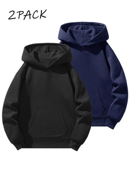 Men's Solid Color Essential Hooded Sweatshirt, Autumn & Winter Regular Fit Casual Long Sleeved Hoodie, Men's Daily Wear Clothing