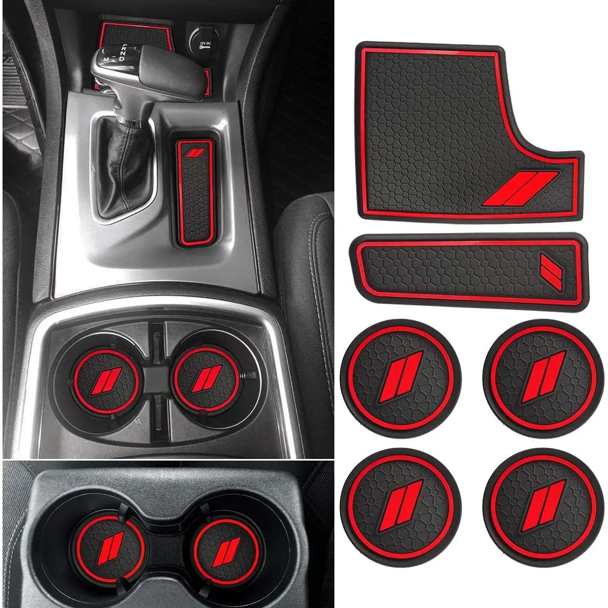 Anti dust Mats for Charger 2021 2015-2022 Accessories Custom Fit Cup Holder Liners Mats(6pcs/Set, red)