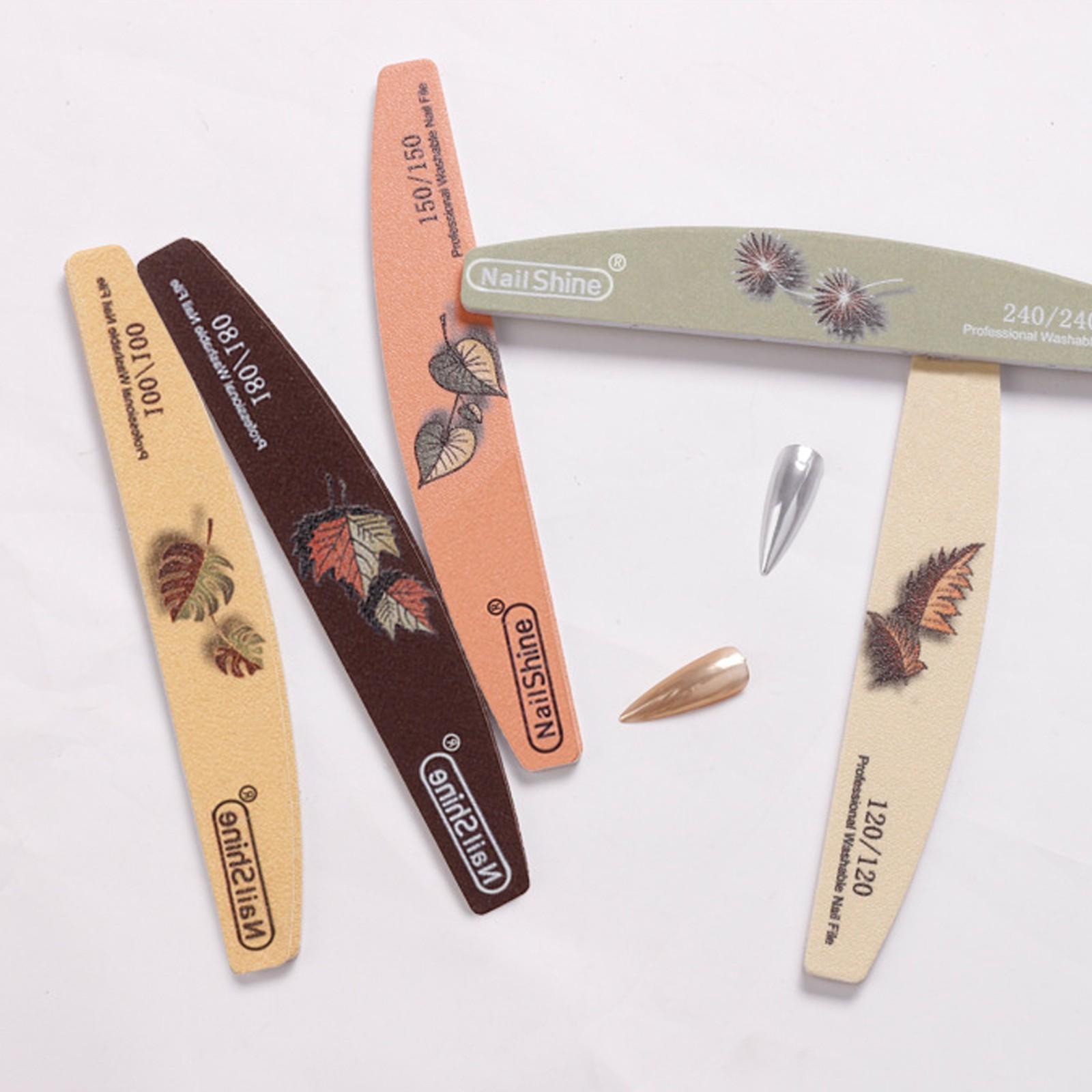 5-piece Nail File Set - Professional Half-Moon Nail File Double-Sided Sanding Board, Washable Nail Files and Buffing Block, Smooth and Shape Nails, Manicure and Pedicure Polishing Tool