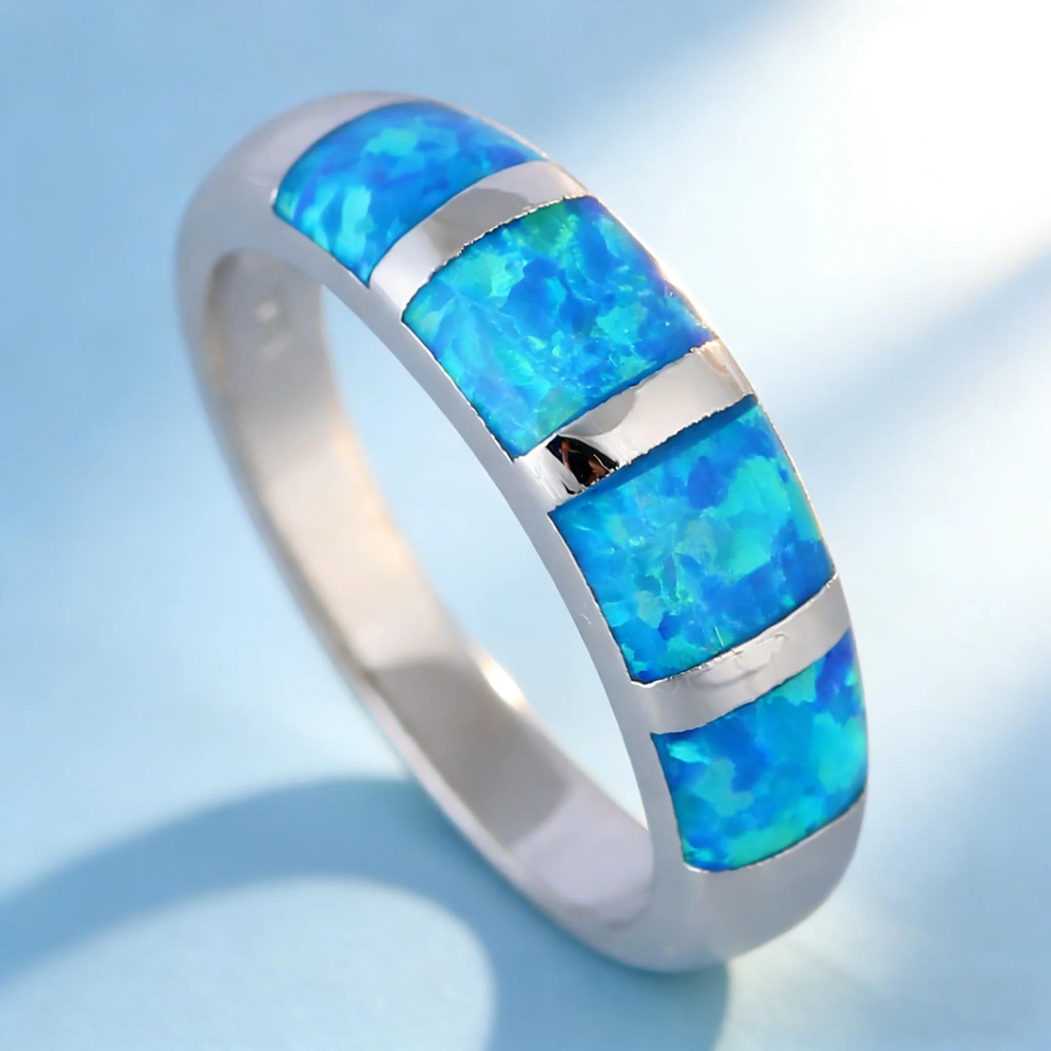 Opal Copper Ring for Women Men Gothic Vintage Jewelry Luxury Wedding Engagement Couple Matching Cocktail Rings Set Gift for Her