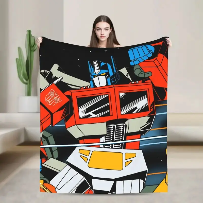 Warm Soft Blanket Travel Office Cartoon T-Transformers Autobots Bedding Throws Anime  Flannel Bedspread For Couch Sofa Bed Cover. Versatile Plush Warm Blanket, Portable Soft Throw for Bedroom Office Trip Outdoor, Ideal Present for Family Friends All Holid