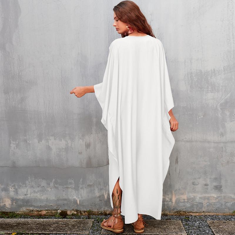 Bsubseach Women Ethnic Print Kaftan Dress , Plus Size All Over Print  TunicDress, Boho Casual V Neck TunicDress for Women, Women's Plus Cover Up,Mrs. Roper Kaftan ，bubu，mumu，Casual Womenswear Maxi Modesty Muslim Clothing Baggy