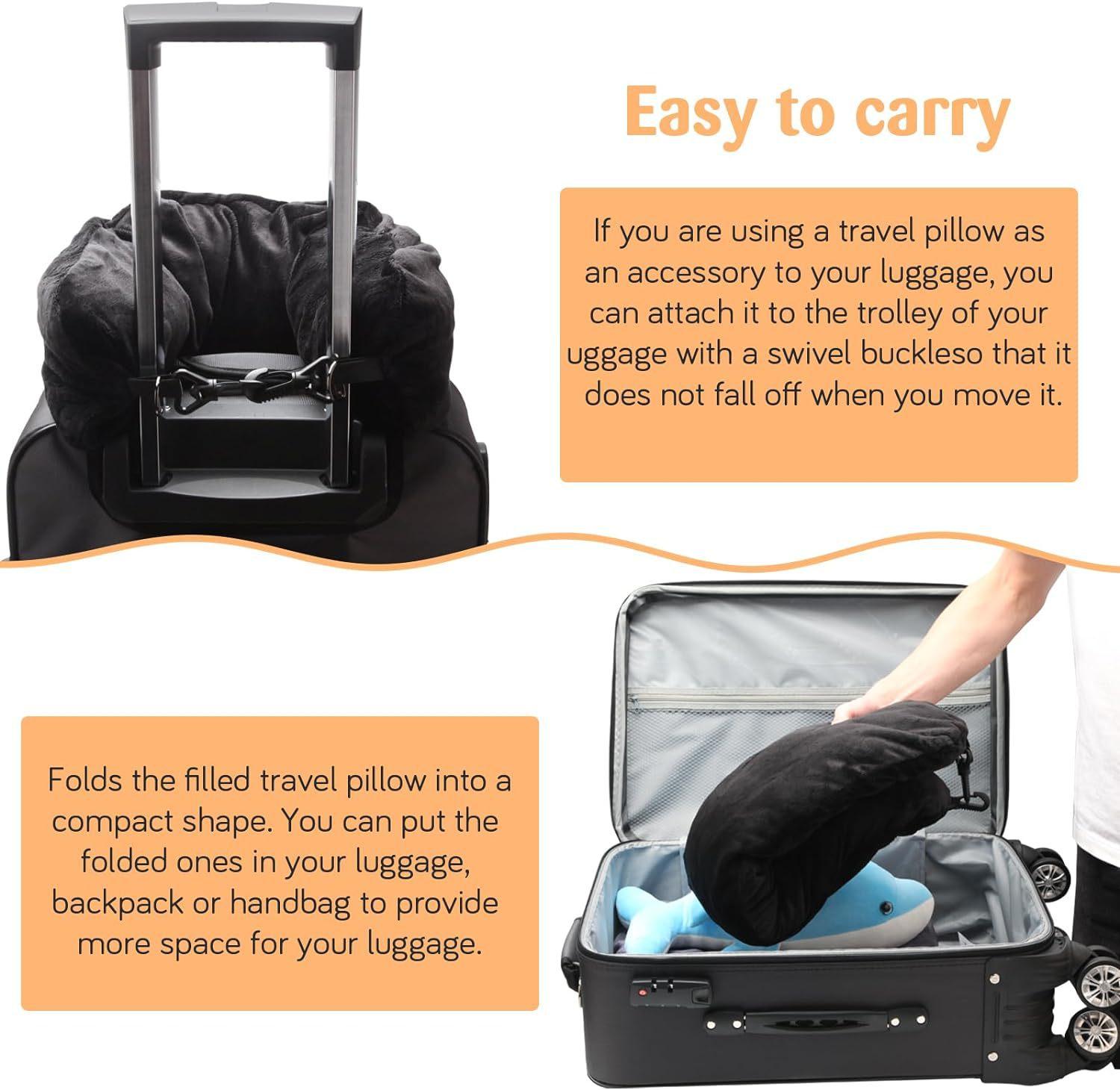 Travel Neck Pillow for Airplane with Fillable Clothing Space, Multi-Functional Plush U-Shaped Travel Pillow, Comfortable Support for Journeys, Travel Neck Cushion