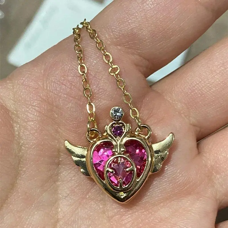 Anime Sailor Moon Crystal Wing Heart Choker Necklace for Female Adults, Birthday Party Costume Jewelry, Cosplay Props