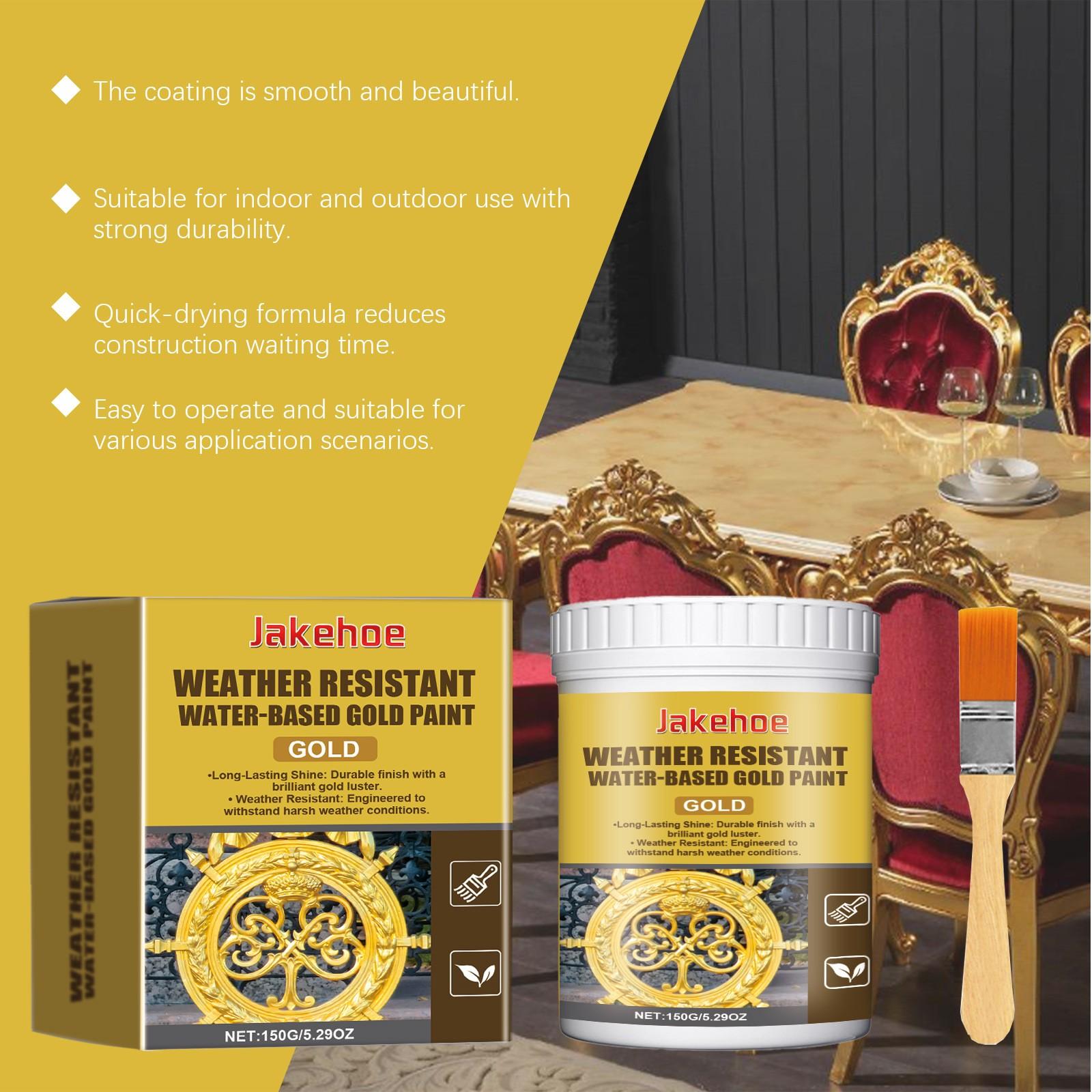 Jakehoe Weatherproof Paint, Waterproof Paint, Metal Paint for Roman Columns, Outdoor Gold Leaf Paint, Durable Water-Resistant Finish, Painting