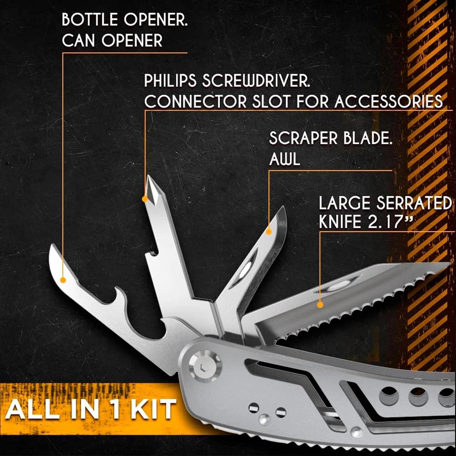 24-In-1 Multi-Functional Portable Stainless Steel Folding Pliers, Outdoor Survival Camping Hunting Hiking Screwdriver, Fashion Multitool Pliers, Multipurpose Tool, Outdoor Multifunctional Tools detail 2