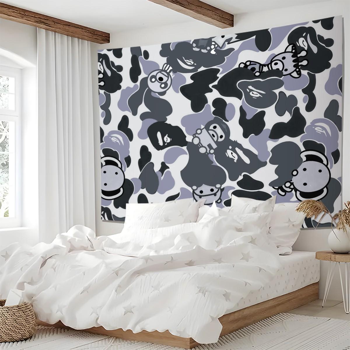 Camo Print Tapestry, Streetwear Style Wall Decor, Soft Fabric, Easy to Hang, Ideal for Background Decoration in Bedroom and Living Room for Trendy Youth, Perfect Gift for Family and Friends