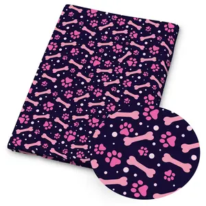 1pc Cute Paw Print Fabric - 59 X 19.68 Inches (150 X 50 Cm) Pre-Cut Polyester Fabric with Paw And Bone Patterns - Suitable for Sewing, Scrapbooking, Tablecloths And Crafts