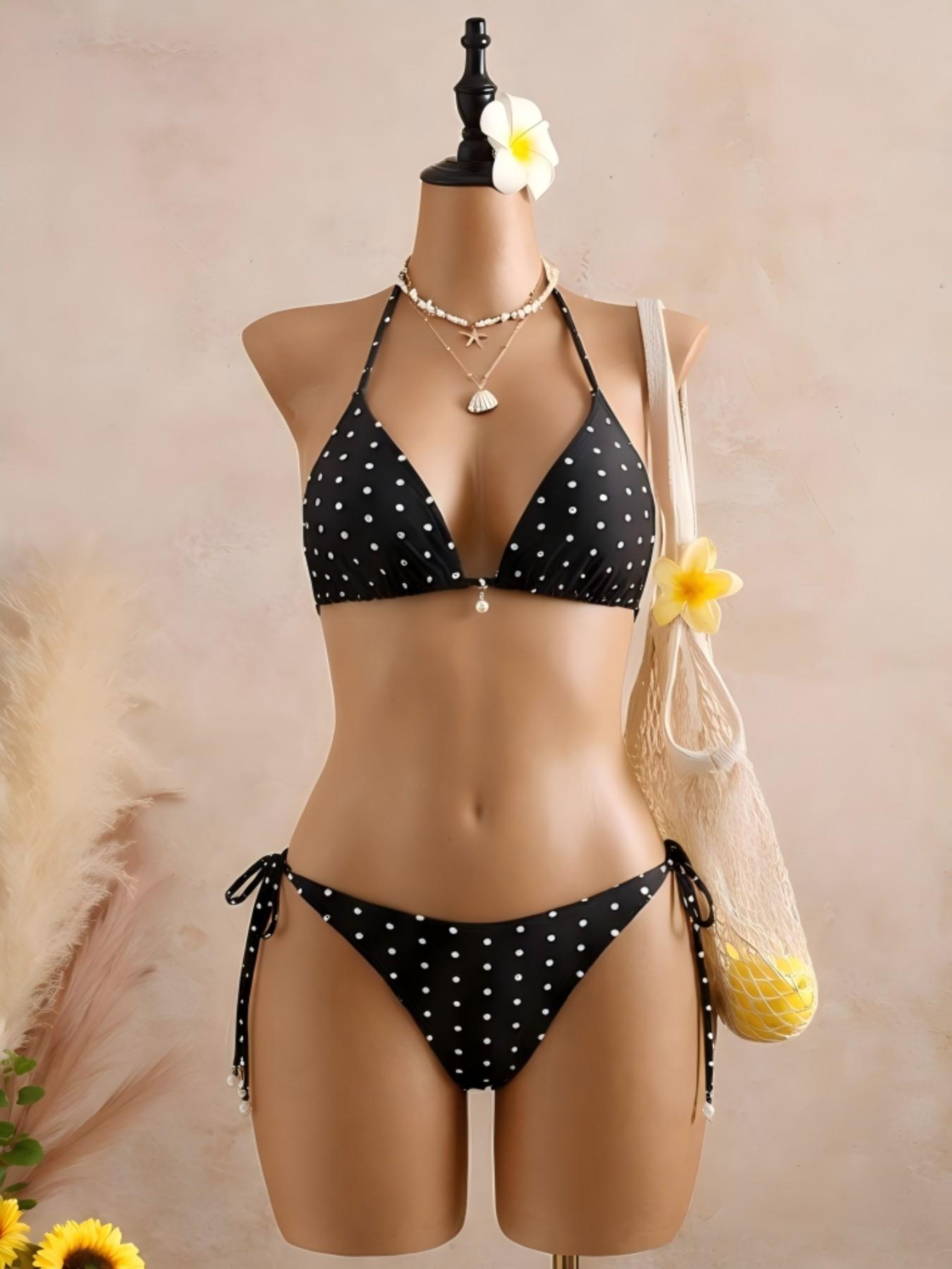 Women's Summer Bikini Set, Sexy Polka Dot Design, Beach Ready, Versatile Wear, Perfect for Beach Wear and Casual Occasions, Stylish Swimsuit for Ladies