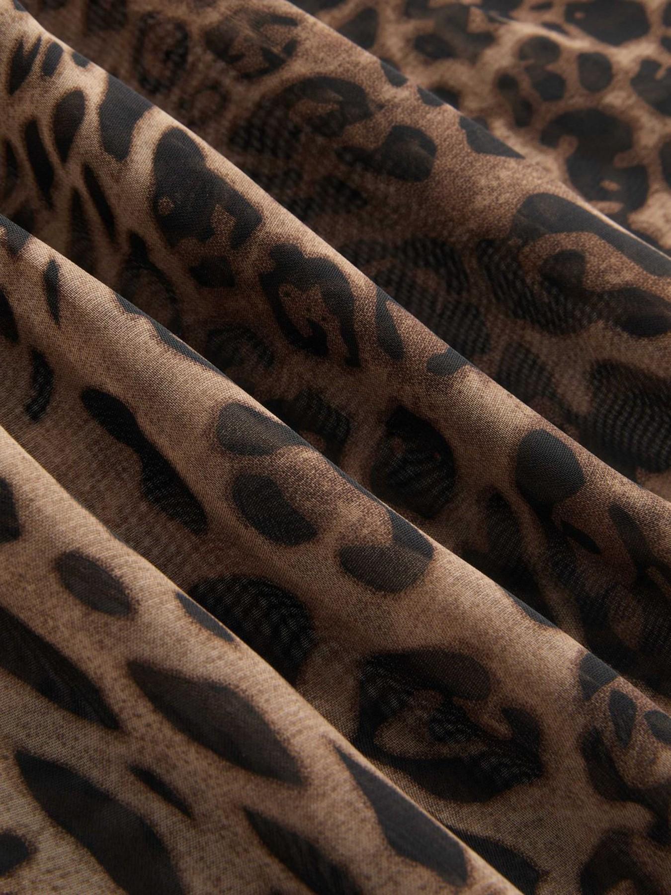 Leopard Print Lightweight Chiffon Top for Women, Summer Sexy Style, Leaf Edge Sleeveless Strapless Crop Top, Trendy Ladies' Fashion Apparel