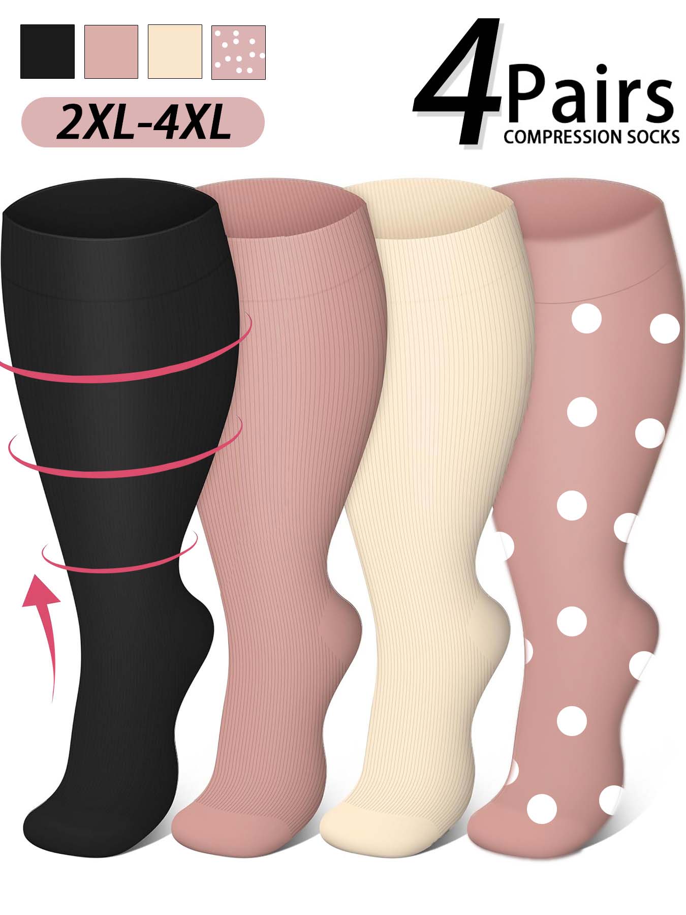 Women's Plus Size Compression Socks, Sports Running Socks for Circulation, Nurses, Pregnant Women, Sports Socks for Women