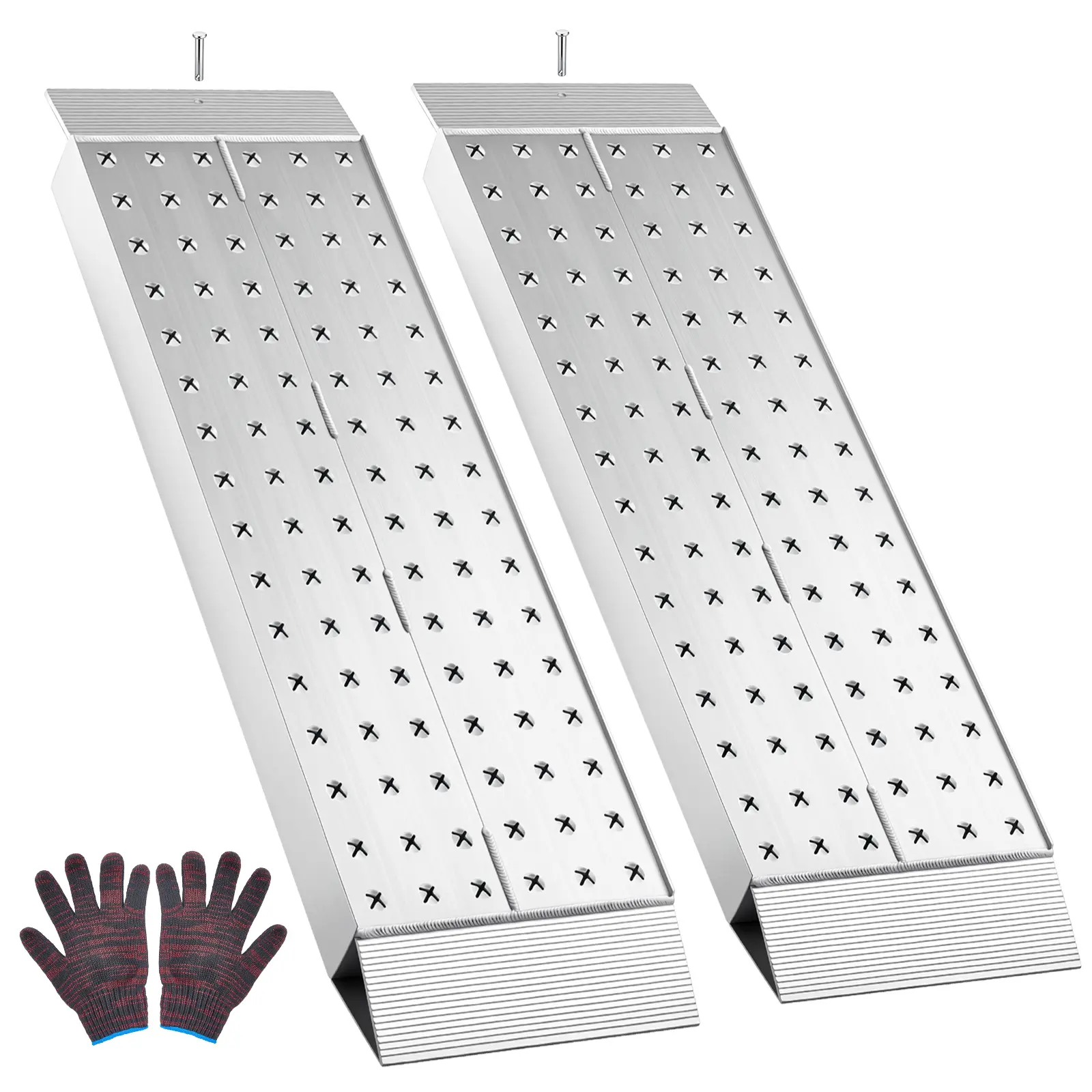 Aluminum Trailer Ramps, 2PCS 39 x 12 in, Heavy-Duty ATV Ramp Set with Anti-Slip Plates, 3000LBS Combined Capacity Loading Ramps for Motorcycles, Lawn Mowers, Farm Tractors, Carts