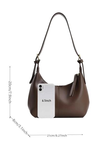 National Day Offers Women's Simple Style Solid Color Hobo Bag, Fashionable Belted Design Shoulder Hobo Bag, Casual Trendy Shoulder Bag for Daily Use, Hobo Crossbody Bags