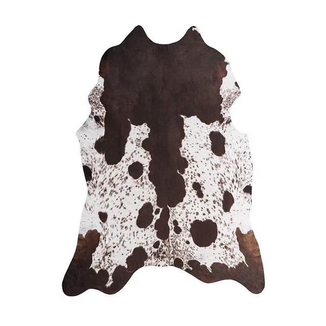 Lochas Faux Cowhide Rug Premium 100% Polyester Soft Comfortable Durable Easy To Clean Western Style Home Decor Mat For Living Room & Bedroom