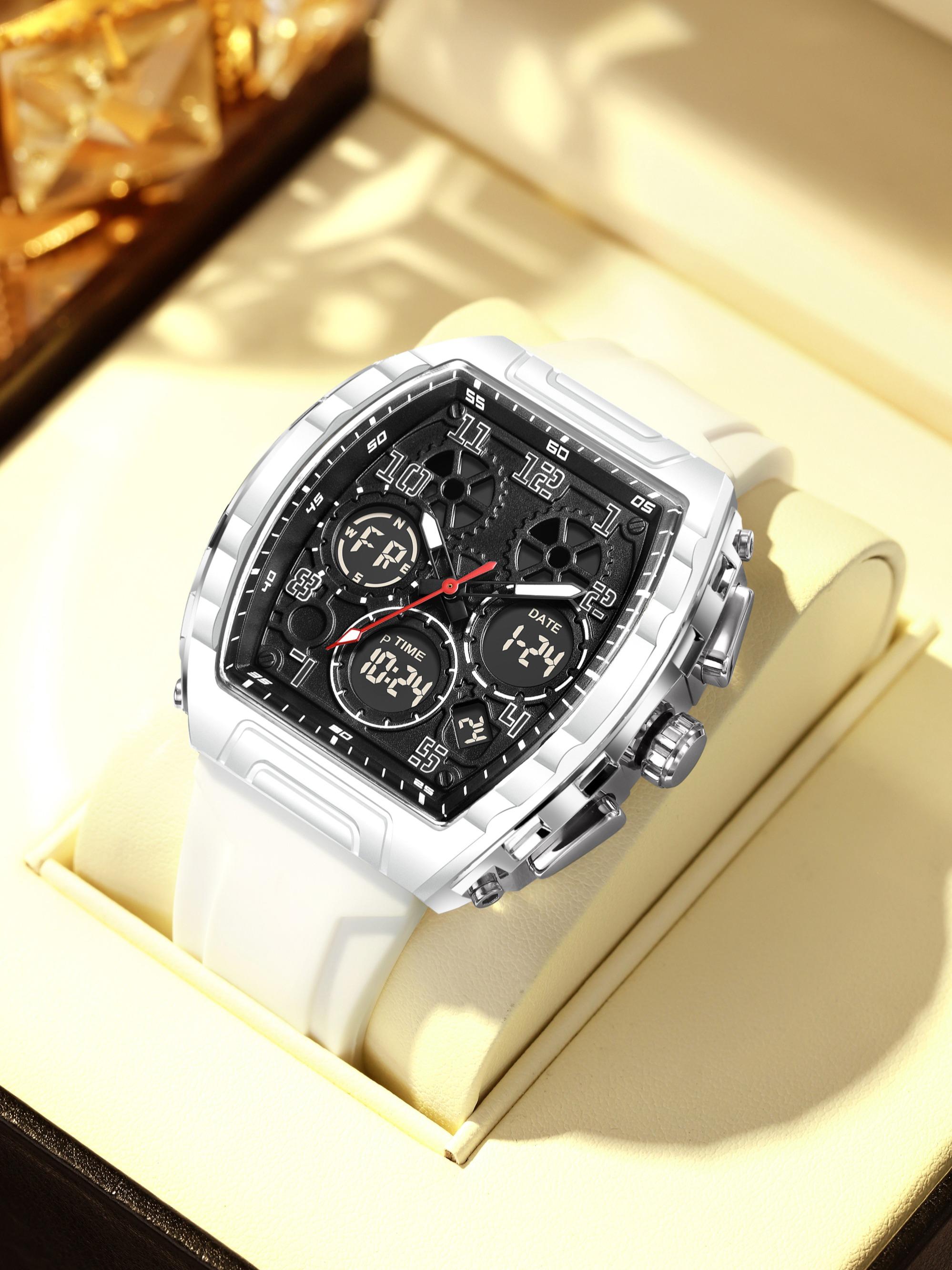 Foxbox Sporty Dual Display Wristwatch for Men & Women, Analog-Digital Quartz Movement, Blue Band, Perfect Gift for All Seasons
