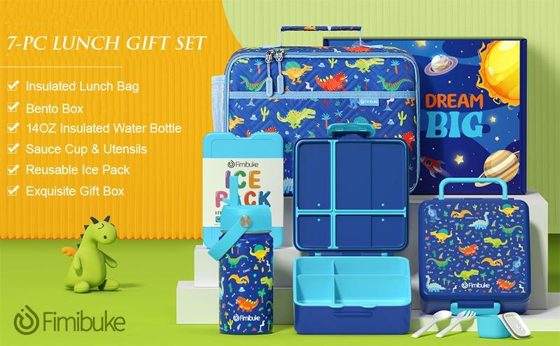 Product Introduction of Fimibuke Bento Lunch Box, Leak-proof,4-Compartment,BPA Free,Dishwasher Safe,Insulated lunch Bag, Stainless Steel Insulated Water Bottle/Food Jar, Ice Pack & Utensils Set,Birthday's Gift,Back to School Gift,Dealsforyoudays 22