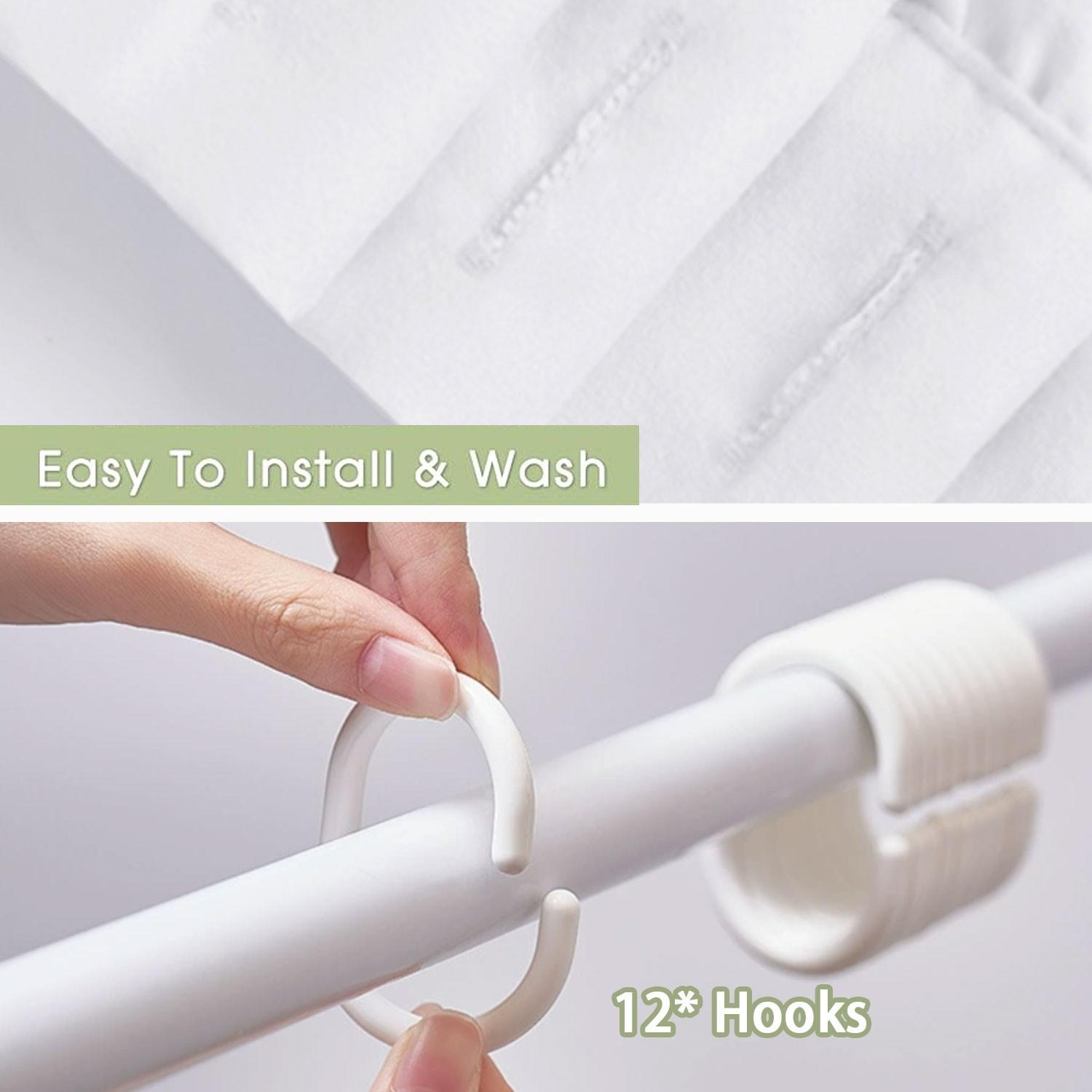 Vintage Plain Ruffled Shower Curtain, Soft Polyester Fabric, Bathroom Closet Window Decor, Hotel Bedroom Salon Curtains