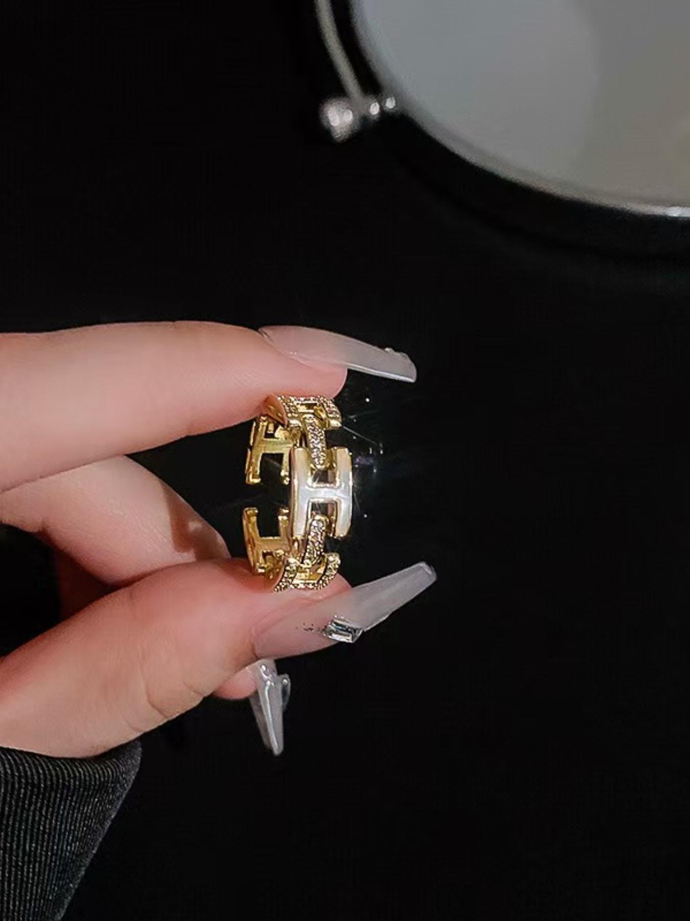 Fashionable Rhinestone Ring Set, Daily Wear Stackable Design, Perfect Gift for Students, Elegant Girls' Accessory