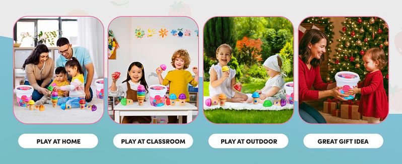 JoyCat Ice Cream Preschool Learning Activities Counting and Color Sorting Set Stacking Toys, Montessori Stacking Fine Motor Skills Toys JoyCat Ice Cream Preschool Learning Activities Counting and Color Sorting Set Stacking Toys, Montessori Stacking Fine Motor Skills Toys