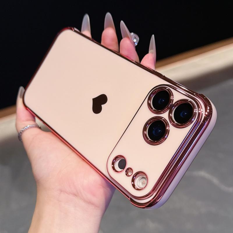 for iPhone 17 Pro Max 16 15 14 13 12 Phone Case, Luxury Cute Gold Love Heart for Women Side Small Pattern Luxury Plated Edge Camera Protection Soft Silicone Shockproof Bumper Cover for iPhone 17 Pro Max 16 15 14 13 12 Phone Case, Luxury Cute Gold Love Heart for Women Side Small Pattern Luxury Plated Edge Camera Protection Soft Silicone Shockproof Bumper Cover