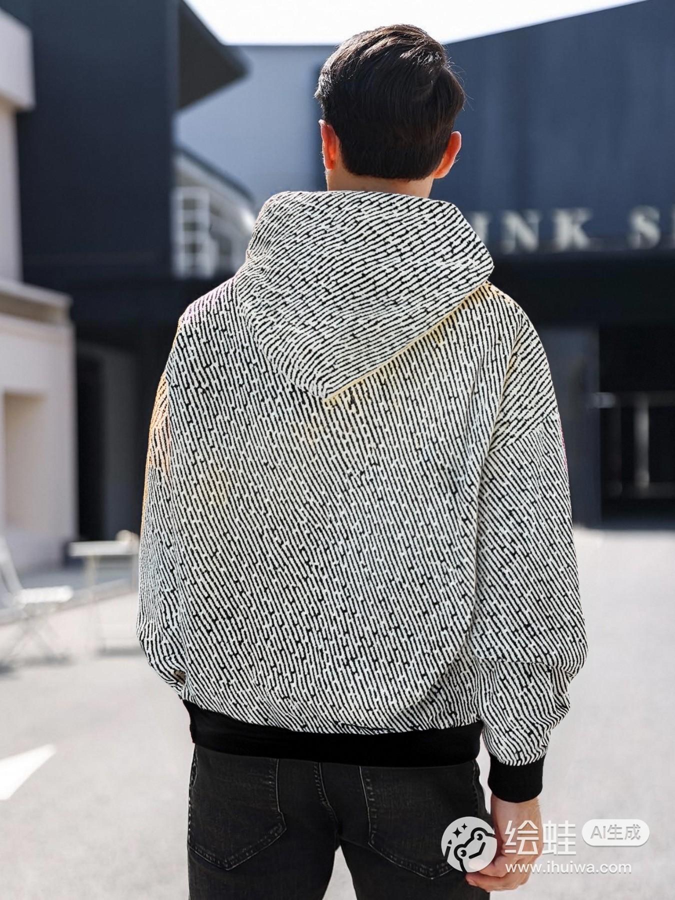 Men's Textured Shiny Full-Zip Hoodie, Heavyweight Oversized Loungewear Cardigan Jacket, American Streetwear Casual Top for Spring & Autumn