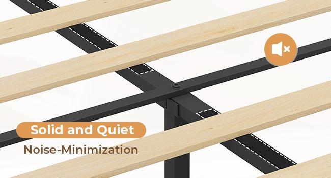 Sikaic RGB LED Floating Platform Bed Frame with Type-C Charging Station & Storage Headboard PU Black