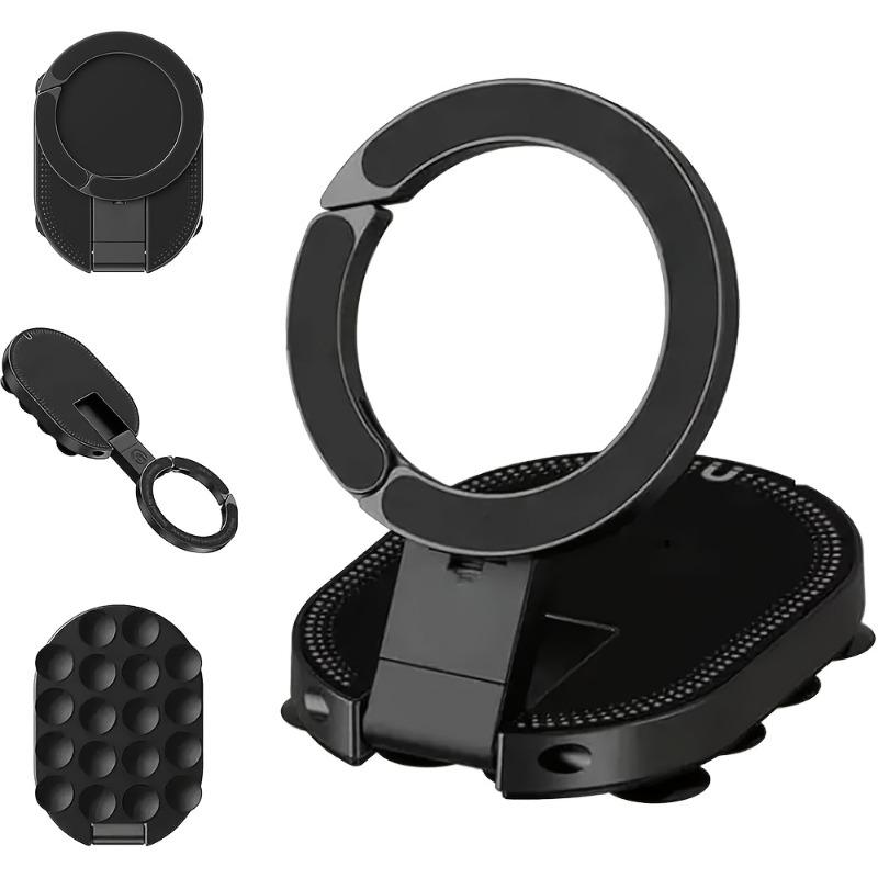 3-in-1 Magnetic Phone Holder Compatible for Magsafe iPhone 12/13/14/15/16/17, Foldable Carabiner Bracket with Double Lock & 360° Rotation, Rotatable Magnetic Clip, Ultra-Portable for Car Dashboard, Gym, Office, Desktop - Suitable for Smartphones/Tablets