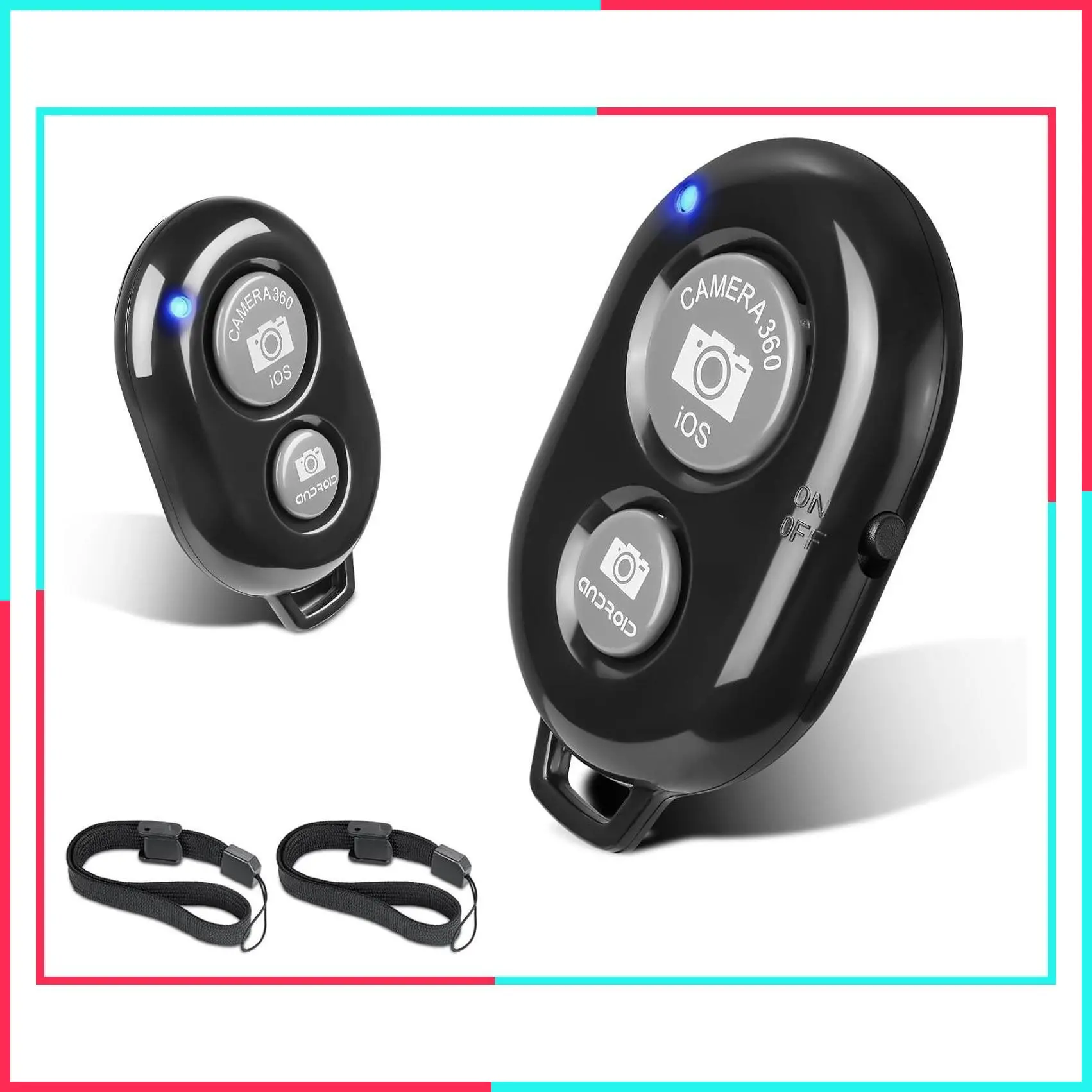 2 Pack Wireless Camera Remote Control for iPhone Android Phones iPad iPod Tablet - Photo Video Clicker with Wrist Strap