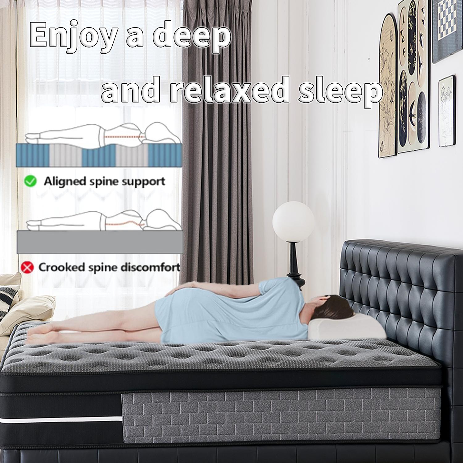 LODEIJA 8/10/12/14 Inch Twin Full Queen King Mattress Memory Foam And Spring Comfy ， Pressure Relief，Comfortable Sleep