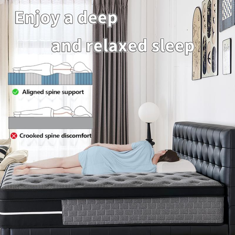 LODEIJA 8/10/12/14 Inch Twin Full Queen King Mattress Memory Foam And Spring Comfy ， Pressure Relief，Comfortable Sleep