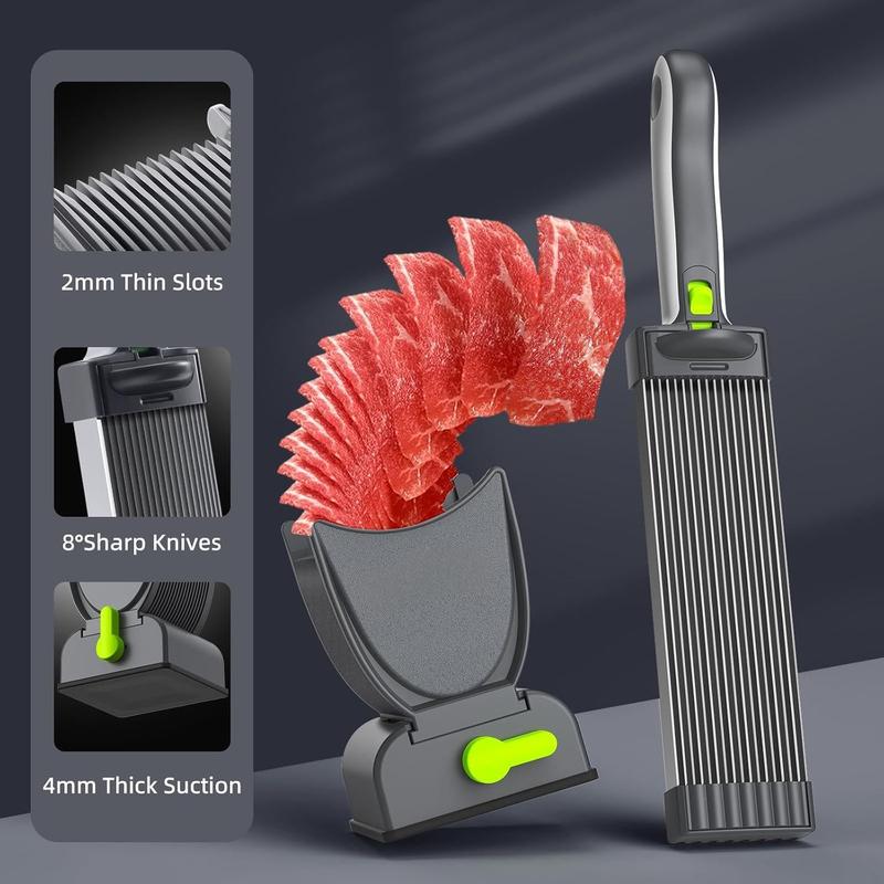 Manual Meat Slicer – The Must-Have Tool for Every Kitchen | Manual Knife Set with Adjustable Thickness 2 or 4 mm for Slicing and Shredding Beef, Pork, Lamb - Great for BBQ, Hot Pot and Home Cooking